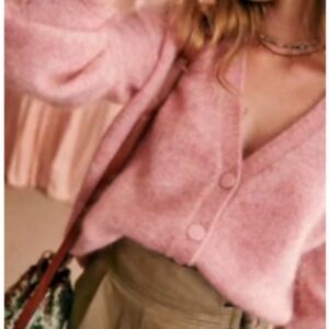 Sezane Mia Cardigan Bois De Rose Clair Pink Size XS